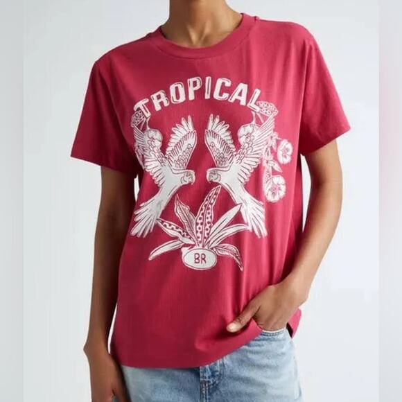 FARM Rio Red Tropical Organic Cotton T-Shirt XXS - Picture 4 of 8